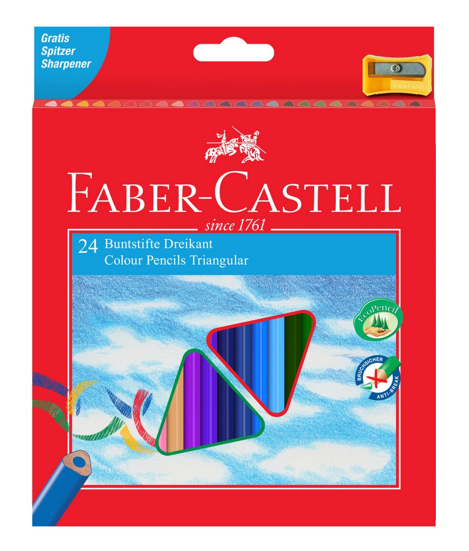 Kredki ołówkowe Faber Castell Eco Colour trójkątne z temperówką 24kol